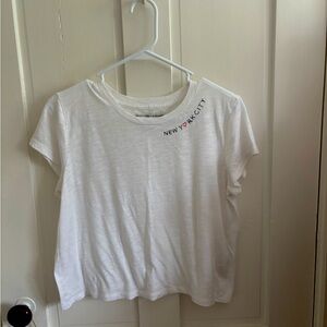 White T-Shirt slight crop top with New York City Print